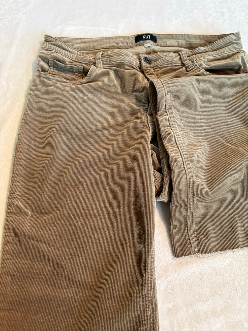 Kut from the Kloth Kelsey Ankle Flare Tan  Corduroy Trousers Size 16 - Picture 9 of 10